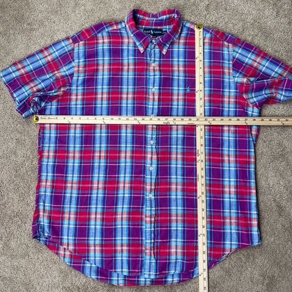 Ralph Lauren Shirt Mens XXL Pink Plaid Classic Fit Lightweight Beach Vacation - Picture 4 of 5